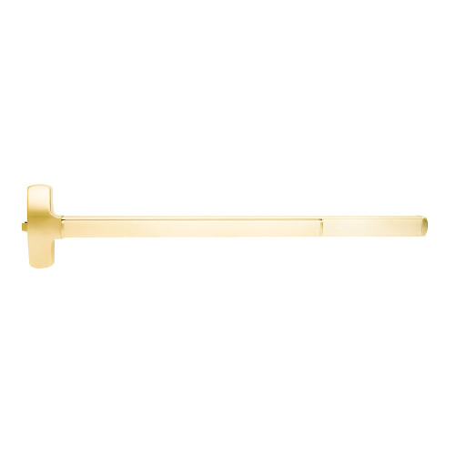 Falcon MELF-25-R-L-S 4 32 RHR Grade 1 Rim Exit Bar Wide Stile Pushpad 48 Fire-Rated Device Classroom Function Sutro Lever with Escutcheon Motorized Latch Retraction Less Dogging Bright Brass Plated Clear Coated Finish Right Hand Reverse