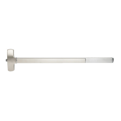 Falcon MELF-25-R-L-VR-D 4 15 LHR Grade 1 Rim Exit Bar Wide Stile Pushpad 48 Fire-Rated Device Classroom Function Dane Vandal Resistant Pull Motorized Latch Retraction Less Dogging Satin Nickel Plated Clear Coated Finish Left Hand Reverse