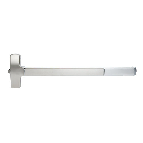 Falcon MELF-25-R-L-NL-S 3 28 LHR Grade 1 Rim Exit Bar Wide Stile Pushpad 36 Fire-Rated Device Night Latch Function Sutro Lever with Escutcheon Motorized Latch Retraction Less Dogging Satin Aluminum Clear Anodized Finish Left Hand Reverse
