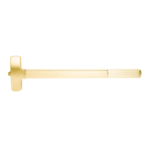 Falcon MELF-25-R-L-NL-S 3 US3 RHR Grade 1 Rim Exit Bar Wide Stile Pushpad 36 Fire-Rated Device Night Latch Function Sutro Lever with Escutcheon Motorized Latch Retraction Less Dogging Bright Brass Finish Right Hand Reverse
