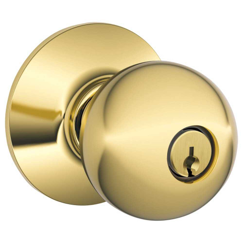 Schlage Residential F80 ORB 605 KD Grade 2 Storeroom Lock Orbit Knob Conventional Cylinder Bright Brass Finish Not Handed F80 ORB 605 KD