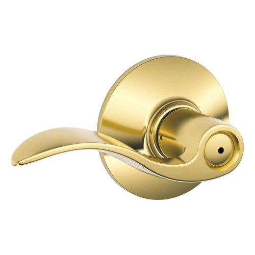 Schlage Residential F40 ACC 605 Grade 2 Privacy Lock Accent Lever Bright Brass Finish F40 ACC 605