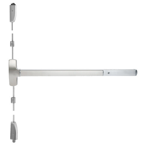 Falcon 25-V-L-NL-Q 4 32D RHR 25 Series Exit Device Surface Vertical Rod with Night Latch Trim Quantum Lever Design 4 Ft Device Satin Stainless Steel