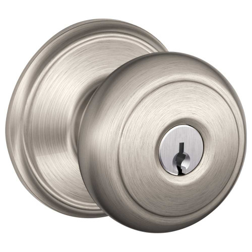 Schlage Residential F51A AND 619 KD Entry Lock Andover Knob Satin Nickel F51A AND 619 KD