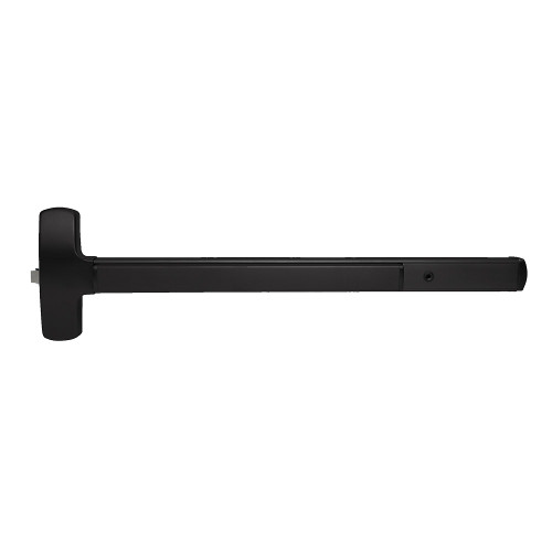 Falcon MEL25-R-L-BE-D 3 19 LHR Grade 1 Rim Exit Bar Wide Stile Pushpad 36 Device Passage Function Dane Lever with Escutcheon Motorized Latch Retraction Hex Key Dogging Flat Black Coated Finish Left Hand Reverse MEL25-R-L-BE-D 3 19 LHR
