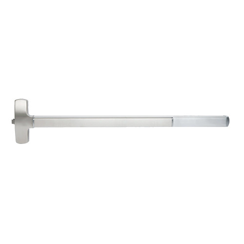 Falcon MELRXF-25-R-717DT 4 26D LHR Grade 1 Rim Exit Bar Wide Stile Pushpad 48 Fire-Rated Device Dummy Function Tubular Pull Motorized Latch Retraction Request to Exit Switch Less Dogging Satin Chrome Finish Left Hand Reverse