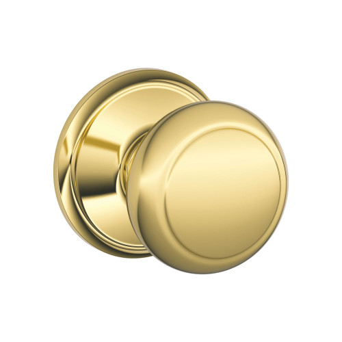 Schlage Residential F10 AND 605 Passage Latch Andover Knob Bright Brass