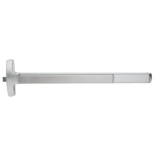 Falcon MELRX24-R-L-DT-S 4 32 LHR Grade 1 Rim Exit Bar Narrow Stile Pushpad 4' Door Width Dummy Function Sutro Lever with Escutcheon Electric Latch Retraction Request to Exit Switch Hex Key Dogging Bright Stainless Steel Finish Left Hand Reverse MELRX24-R-L-DT-S 4 32 LHR