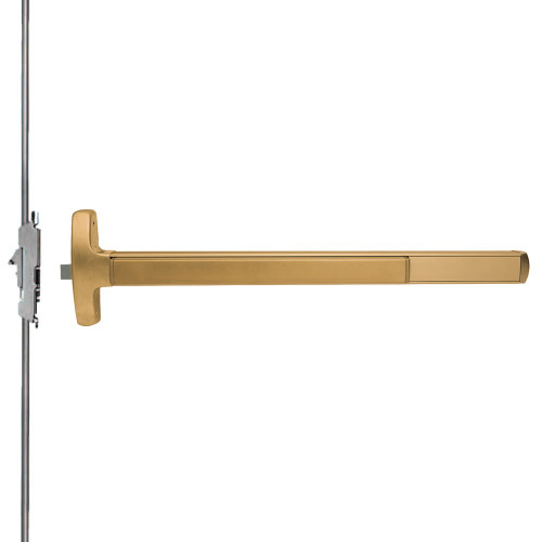 Falcon MEL-24-CWDC-C 3 10 RHR Grade 1 Concealed Vertical Rod Exit Bar Narrow Stile Pushpad 3' Door Width 84 Door Height Cylinder Plate Electric Latch Retraction Hex Key Dogging Satin Bronze Clear Coated Finish Right Hand Reverse