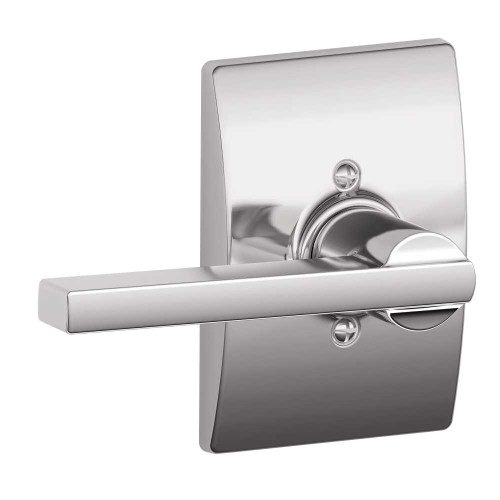 Schlage Residential F170 LAT 625 CEN Grade 2 Single Dummy Latitude Lever Century Rose Bright Chrome Finish F170 LAT 625 CEN