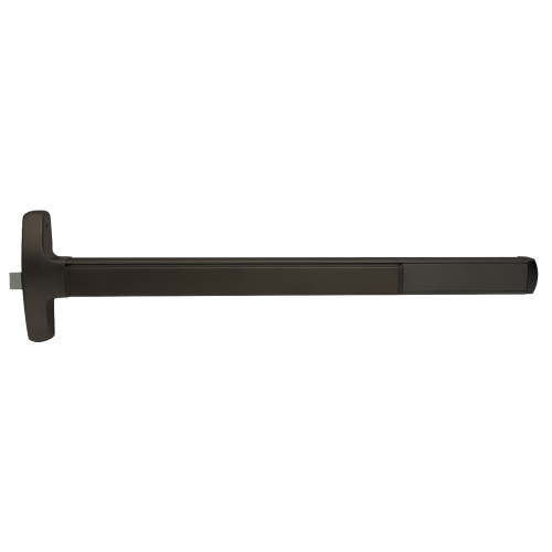 Falcon MEL-F-24-R-L-BE-Q 3 643E RHR Grade 1 Rim Exit Bar Narrow Stile Pushpad Fire-Rated Device 3' Door Width Passage Function Quantum Lever with Escutcheon Electric Latch Retraction Aged Bronze Finish Right Hand Reverse MEL-F-24-R-L-BE-Q 3 643E RHR