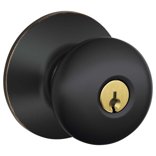Schlage Residential F51A PLY 716 KD Entry Lock Plymouth Knob Antique Bronze F51A PLY 716 KD