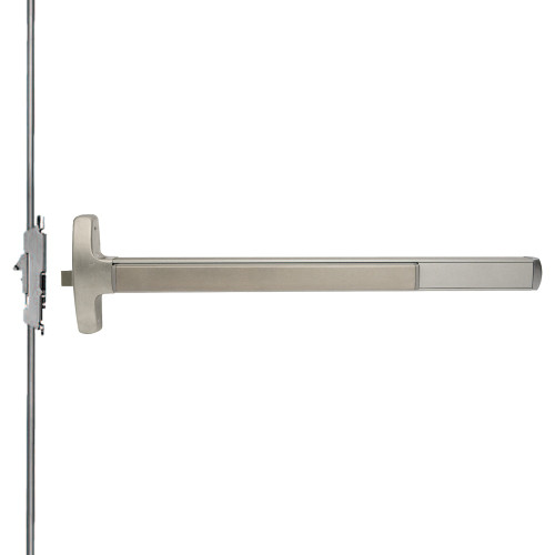 Falcon MEL-24-C-717DT 4 32D LHR Grade 1 Concealed Vertical Rod Exit Bar Narrow Stile Pushpad 4' Door Width 84 Door Height Dummy Function Tubular Pull Electric Latch Retraction Hex Key Dogging Satin Stainless Steel Finish Left Hand Reverse