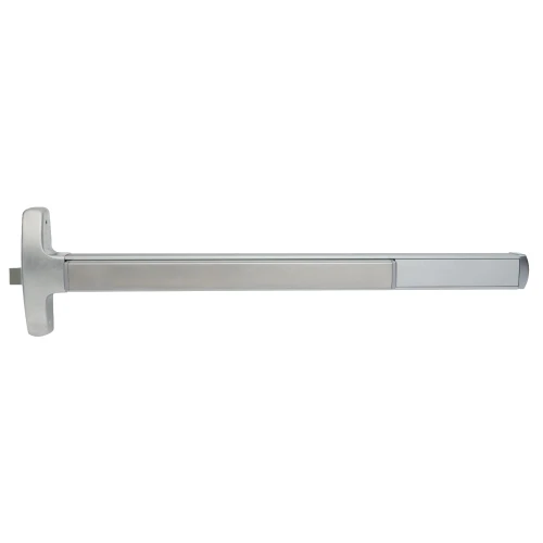Falcon MELRX24-R-L-NL-D 3 26D RHR Grade 1 Rim Exit Bar Narrow Stile Pushpad 3' Door Width Night Latch Function Dane Lever with Escutcheon Electric Latch Retraction Request to Exit Switch Hex Key Dogging Satin Chromium Plated Finish Right Hand Reverse MELRX24-R-L-NL-D 3 26D RHR