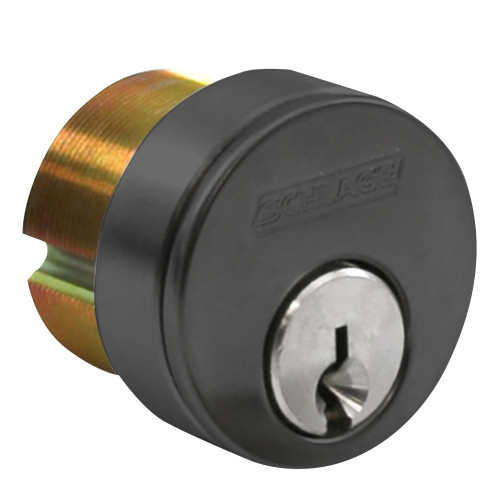 Schlage 20-013 C 112 622 1-1/2 In Mortise Cylinder 6-pin C Keyway Keyed Different Adams Rite Cam 2 Keys 3/8 In Blocking RIng Flat Black Coated Finish Non-handed