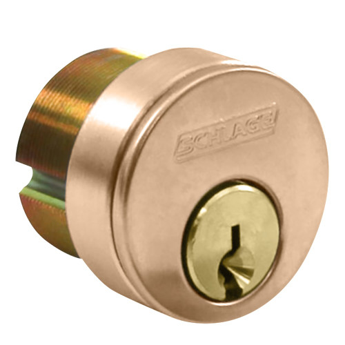 Schlage 20-013 C 118 612 1-1/8 In Mortise Cylinder 6-pin C Keyway Keyed Different Adams Rite Cam 2 Keys 3/8 In Blocking RIng Satin Bronze Clear Coated Finish Non-handed