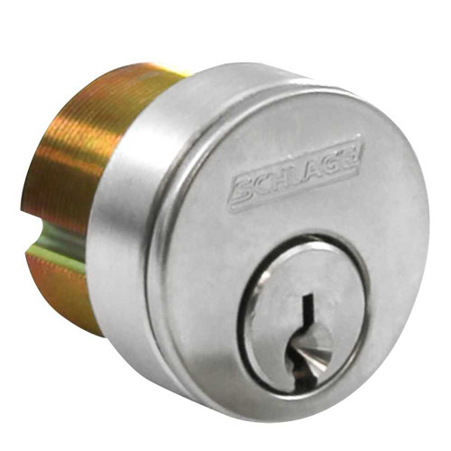 Schlage 20-013 C145 118 626 1-1/8 In Mortise Cylinder 6-pin C145 Keyway Keyed Different Adams Rite Cam 2 Keys 3/8 In Blocking RIng Satin Chrome Finish Non-handed 20-013 C145 118 626