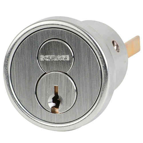 Schlage 20-057 C145 626 FSIC Rim Cylinder 6-pin C145 Keyway 1 Bitted Convertible Tailpiece Cam 2 Keys Satin Chrome Finish Non-handed 20-057 C145 626