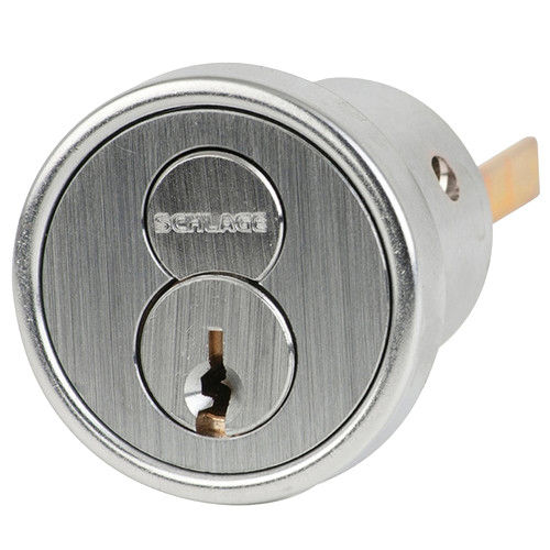 Schlage 20-057 FG 626 FSIC Rim Cylinder 6-pin FG Keyway 1 Bitted Convertible Tailpiece Cam 2 Keys Satin Chrome Finish Non-handed