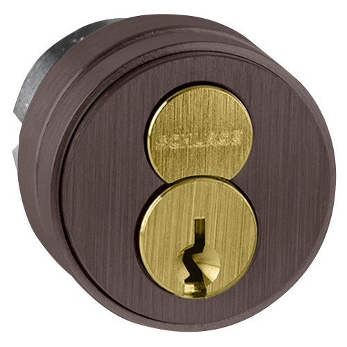 Schlage 20-062 C 613 1-1/2 In FSIC Mortise Cylinder 6-pin C Keyway 1 Bitted Adams Rite Cam Compression Ring Spring 3/16 In & 3/8 In Blocking Rings 2 Keys Dark Oxidized Satin Bronze Oil Rubbed Finish Non-handed