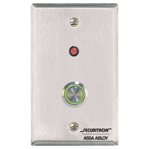 Securitron PB4L-2 1 Stainless Steel Pushbutton with LED Single Pole Double Throw Single Gang PB4L-2