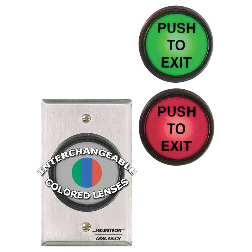 Securitron PB5E 2 Round Push Button Push to Exit Double Pole Double Throw Momentaty Contact Single Gang PB5E
