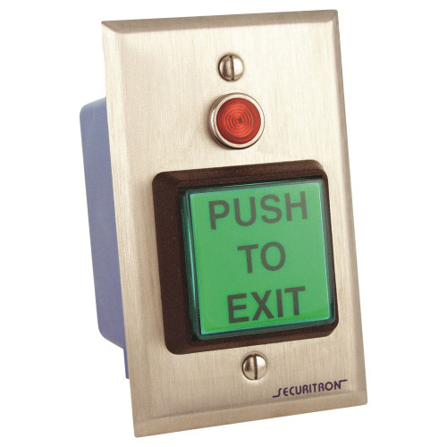 Securitron PB22 2 Square Illuminated Push to Exit Pushbutton Single Gang DPDT