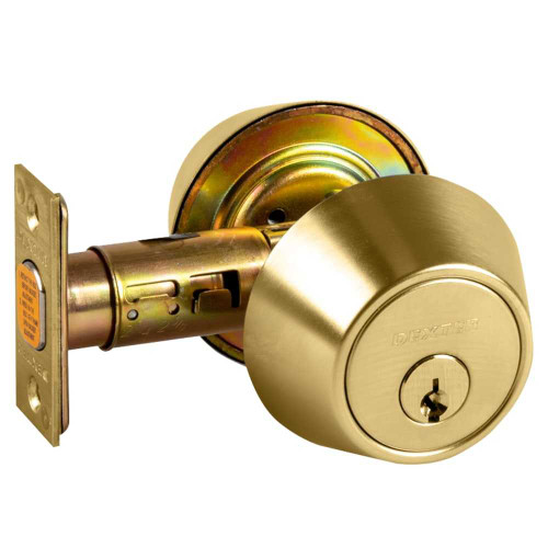 Dexter DB2000-DCT-605-KDC Grade 2 Double Cylinder Deadbolt 2-3/8 or 2-3/4 Adjustable Backset Conventional Cylinder Bright Brass Finish Non-Handed DB2000-DCT-605-KDC