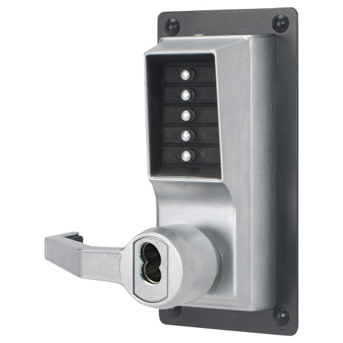 Kaba Simplex LLP1020M-26D-41 Exit Trim Lever Lock Combination and Key Override Left Hand Reverse Medeco/Yale/ASSA/Abloy LFIC Prep Less Core Satin Chrome