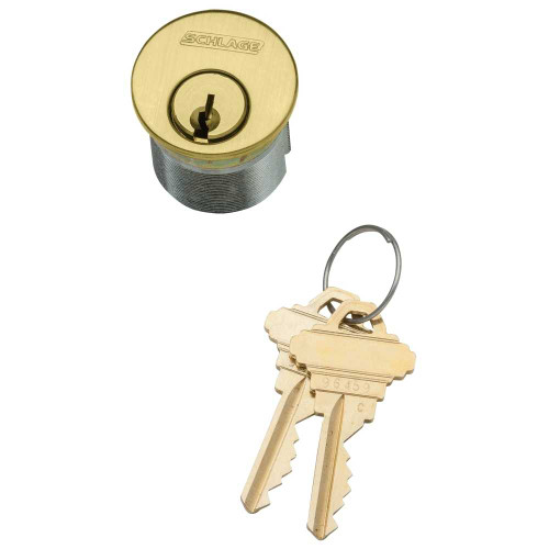 Schlage 30-021 C234 118 606 1-1/8 In Mortise Cylinder 6-pin C234 Keyway Keyed Different Schlage L Cam 2 Keys Satin Brass Finish Non-handed 30-021 C234 118 606