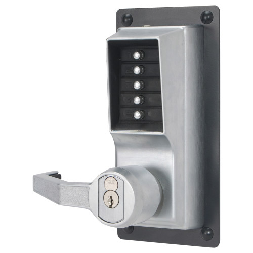 Kaba Simplex LLP1020C-26D-41 Exit Trim Lever Lock Combination and Key Override Left Hand Reverse Corbin Russwin 6-Pin LFIC Prep Less Core Satin Chrome