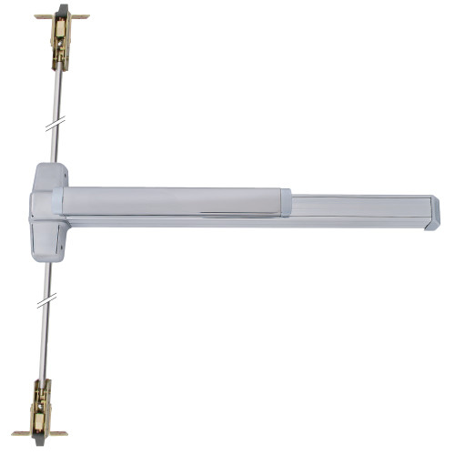 Von Duprin QEL9947EO 3 US28 Grade 1 Concealed Vertical Rod Exit Bar Wide Stile Pushpad 36 Device 80 to 100 Door Height Exit Only Motorized Latch Retraction Less Dogging Satin Aluminum Clear Anodized Finish Field Reversible