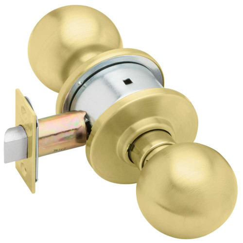 Schlage A10S ORB 606 Grade 2 Passage Cylindrical Lock Orbit Knob Non-Keyed Satin Brass Finish Non-handed A10S ORB 606
