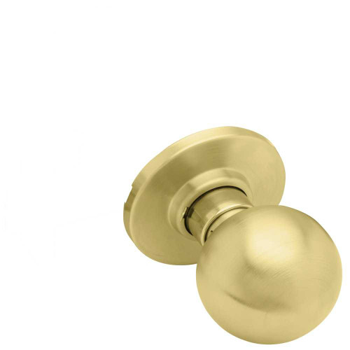 Schlage A25D ORB 606 Grade 2 Backplate Exit Cylindrical Lock Orbit Knob Non-Keyed Satin Brass Finish Non-handed A25D ORB 606