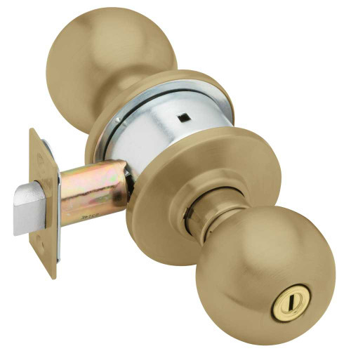 Schlage A40S ORB 609 Grade 2 Privacy Cylindrical Lock Orbit Knob Non-Keyed Antique Brass Finish Non-handed A40S ORB 609