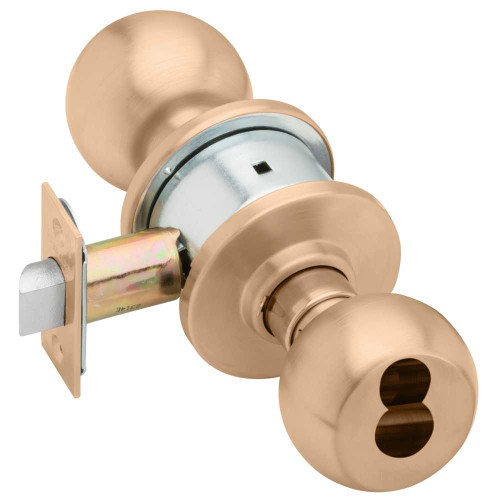 Schlage A53JD ORB 612 Grade 2 Entrance Cylindrical Lock Orbit Knob Conventional Less Cylinder Satin Bronze Finish Non-handed A53JD ORB 612
