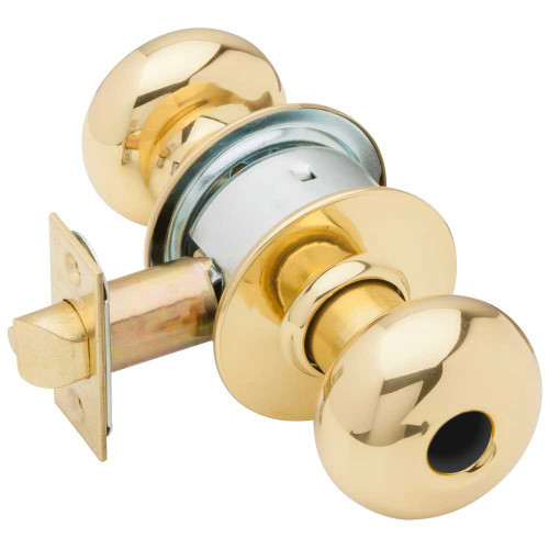 Schlage A53LD PLY 605 Grade 2 Entrance Cylindrical Lock Plymouth Knob Conventional Less Cylinder Bright Brass Finish Non-handed A53LD PLY 605