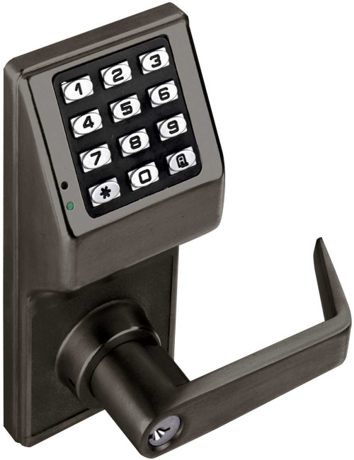 Alarm Lock DL2700 US10B Grade 1 Pushbutton Cylindrical Lock 100 Users Straight Lever Oil Rubbed Bronze Finish DL2700 US10B