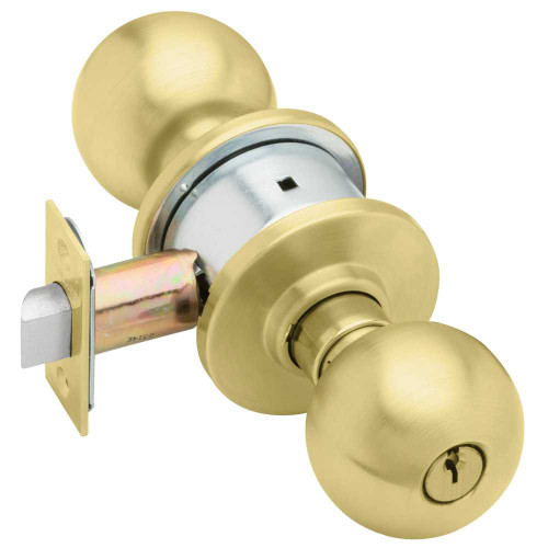 Schlage A80PD ORB 606 Grade 2 Storeroom Cylindrical Lock Orbit Knob Conventional Cylinder Satin Brass Finish Non-handed A80PD ORB 606