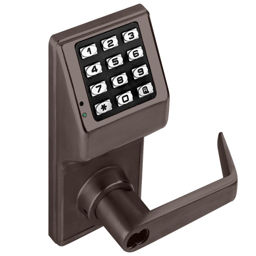 Alarm Lock DL2700WP US10B Grade 1 Pushbutton Cylindrical Lock 100 Users Weatherproof Straight Lever Oil Rubbed Bronze Finish