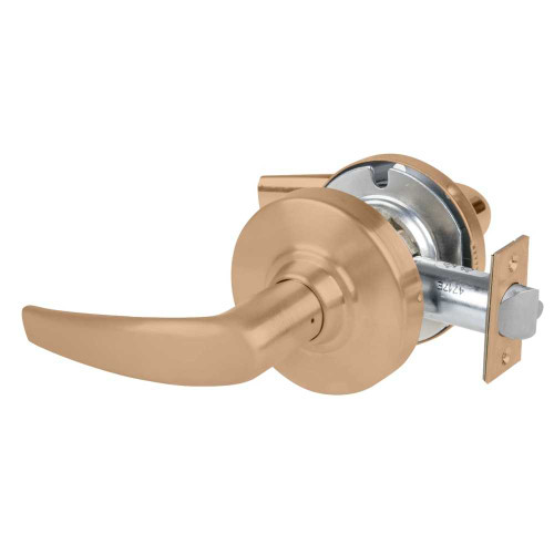 Schlage ALX10 ATH 612 Grade 2 Passage Cylindrical Lock with Field Selectable Vandlgard Athens Lever Non-Keyed Satin Bronze Finish Non-handed ALX10 ATH 612
