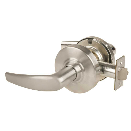 Schlage ALX10 ATH 619 Grade 2 Passage Cylindrical Lock with Field Selectable Vandlgard Athens Lever Non-Keyed Satin Nickel Finish Non-handed ALX10 ATH 619