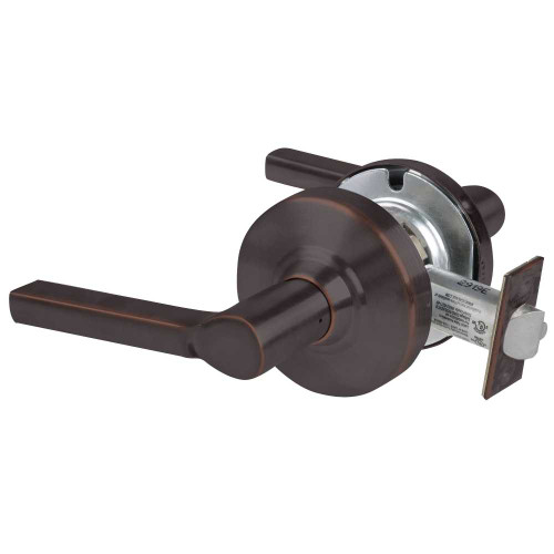 Schlage ALX10 LAT 643E Grade 2 Passage Cylindrical Lock with Field Selectable Vandlgard Latitude Lever Non-Keyed Aged Bronze Finish Non-handed ALX10 LAT 643E