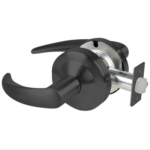 Schlage ALX10 OME 622 Grade 2 Passage Cylindrical Lock with Field Selectable Vandlgard Omega Lever Non-Keyed Matte Black Finish Non-handed ALX10 OME 622