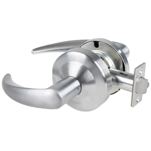 Schlage ALX10 OME 626 Grade 2 Passage Cylindrical Lock with Field Selectable Vandlgard Omega Lever Non-Keyed Satin Chrome Finish Non-handed ALX10 OME 626