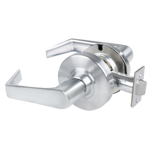Schlage ALX10 SAT 626 Grade 2 Passage Cylindrical Lock with Field Selectable Vandlgard Saturn Lever Non-Keyed Satin Chrome Finish Non-handed
