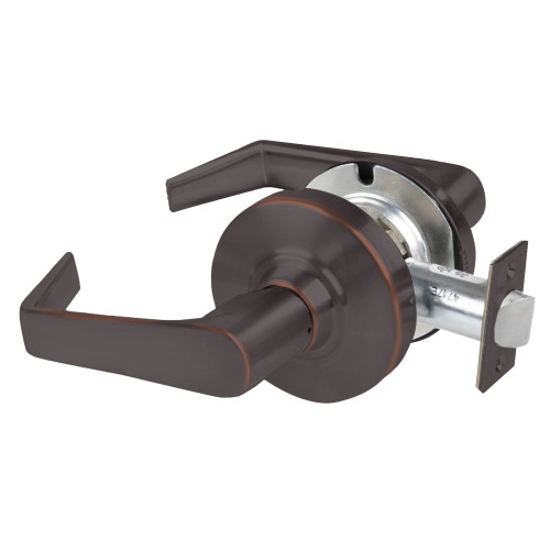 Schlage ALX10 SAT 643E Grade 2 Passage Cylindrical Lock with Field Selectable Vandlgard Saturn Lever Non-Keyed Aged Bronze Finish Non-handed