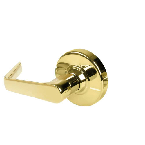 Schlage ALX172 SAT 605 Grade 2 Double Dummy Cylindrical Lock with Field Selectable Vandlgard Saturn Lever Non-Keyed Bright Brass Finish Non-handed ALX172 SAT 605