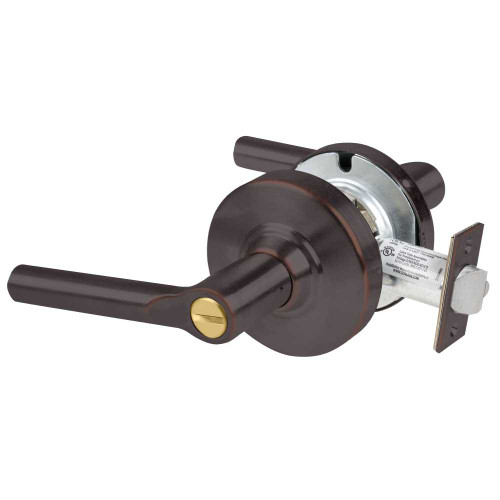Schlage ALX40 BRW 643E Grade 2 Privacy Cylindrical Lock with Field Selectable Vandlgard Broadway Lever Non-Keyed Aged Bronze Finish Non-handed ALX40 BRW 643E