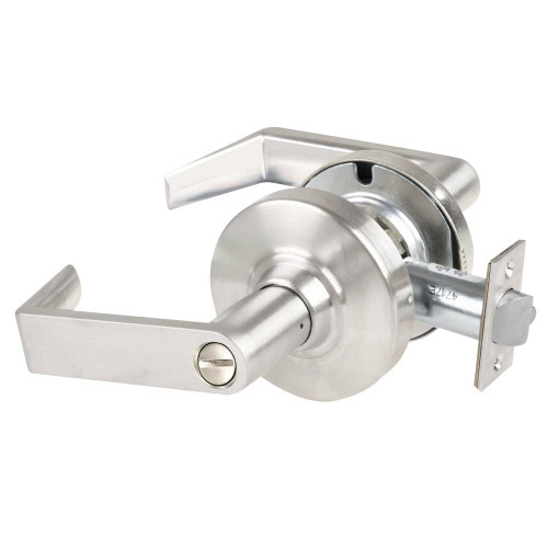 Schlage ALX40 RHO 619 Grade 2 Privacy Cylindrical Lock with Field Selectable Vandlgard Rhodes Lever Non-Keyed Satin Nickel Finish Non-handed ALX40 RHO 619